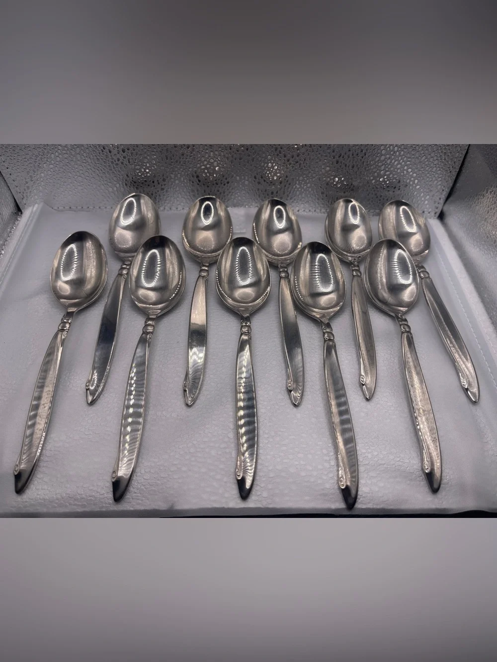 Vintage OneidaCraft Premier MCM Shoreline Stainless Steel Spoons Set of 10 (SSS)